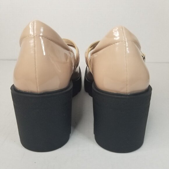 Women’s Preppy Nude Mary Jane Chunky Block Platform Heel Patent Academia Y2K 10M - Picture 3 of 15
